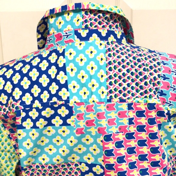 Talbots Island Patchwork Belted Shirt Dress - Picture 12 of 16